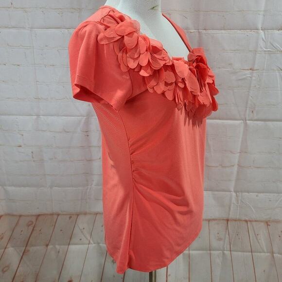 Cato orange/peach blouse with fringe on collar - Picture 4 of 14